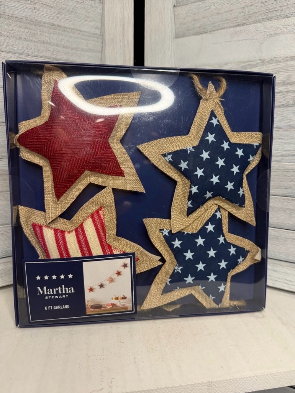 Martha Stewart Red, Blue & Burlap Star Garland
